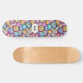 Uil gezichten cartoon vogelpatroon monogram sport persoonlijk skateboard (Horizontaal)