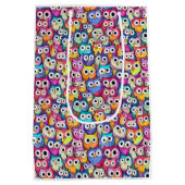 Uil gezichten cartoon vogelpatroon raptor vogelpro medium cadeauzakje (Achterkant)