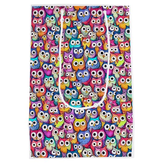 Uil gezichten cartoon vogelpatroon raptor vogelpro medium cadeauzakje (Achterkant)