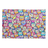 Uil gezichten doodle patroon schattig grillige bos kussensloop (Achterkant)