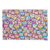 Uil gezichten doodle patroon schattig grillige bos kussensloop (Voorkant)