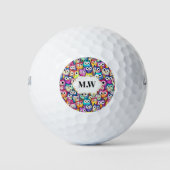 Uil gezichten doodle vogels patroon monogram sport golfballen (Voorkant)