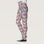 Uil gezichten kleurrijke patroon nachtvogels leggings (Links)