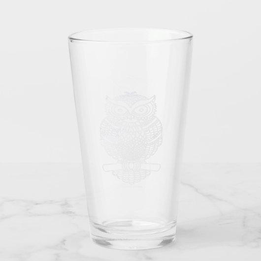 Uil - Glas Cup (wit) (Achterkant)