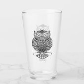 Uil - Glas Cup (zwart) (Voorkant)