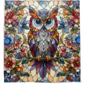 Uil Glas in lood geïnspireerd Douchegordijn (Voorkant)