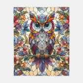Uil Glas in lood geïnspireerd Fleece Deken (Voorkant)