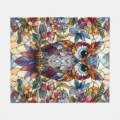 Uil Glas in lood geïnspireerd Fleece Deken (Voorkant (Horizontaal))
