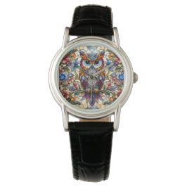 Uil Glas in lood geïnspireerd Horloge