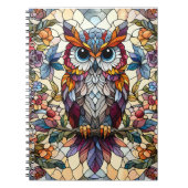 Uil Glas in lood geïnspireerd Notitieboek (Voorkant)
