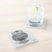 Uil - Glas Onderzetter (Schuin)