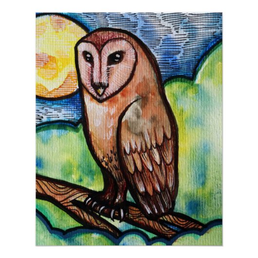 Uil Golden Moon Perfect Poster (Voorkant)