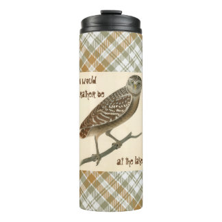 Uil Goud Groen Geruite Thermische Tumbler Thermosbeker