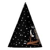  Uil Gouden Ogen Paarse Crystal Moon Stars Feesthoedjes (Links)