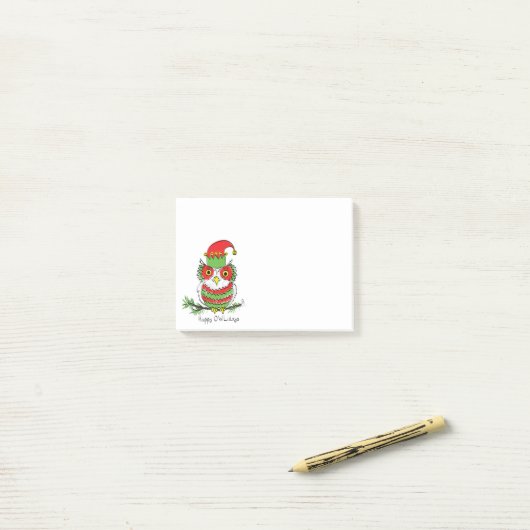Uil Grappig Kerst Feest Cute Post-it® Notes (Op bureau)