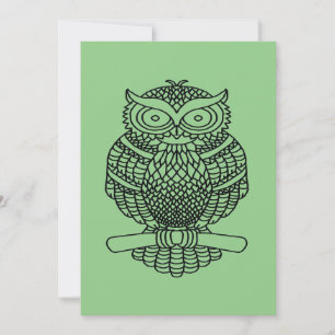Uil (groen) - Wenskaart Feestdagenkaart
