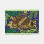 Uil Groene bosbladeren Fleece Deken (Voorkant (Horizontaal))