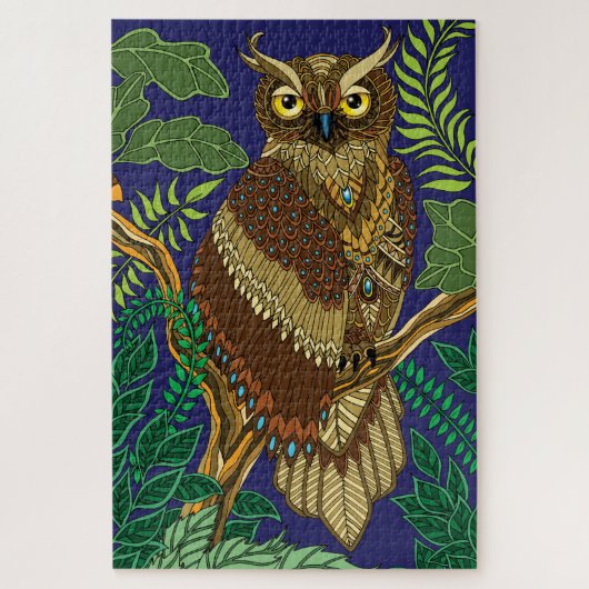 Uil Groene bosbladeren Legpuzzel (Verticaal)