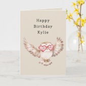 Uil Hart Bril Verjaardag Kaart (Gele Bloem)