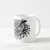 Uil Head Design Zwart & Wit Koffiemok (Voorkant rechts)