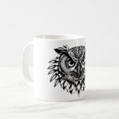 Uil Head Design Zwart & Wit Koffiemok (Voorkant links)