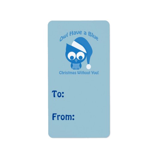 Uil heeft een blauwe kerst zonder jou etiket (Voorkant)