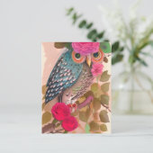 Uil Heeft Haar Bloemen Kunstkaart Briefkaart (Staand voorkant)