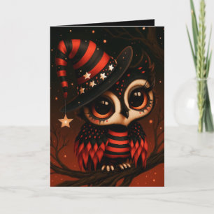 Uil heks Halloween kostuum illustratie Kaart