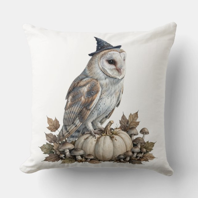 Uil Heks Halloween Worp Kussen (Voorkant)