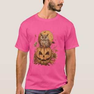 Uil heks Pet op pompoen Halloween Dark Academia W T-shirt