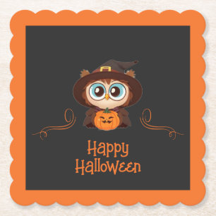 Uil/Herfst/Herfst/Halloween/pompoen Kartonnen Onderzetters