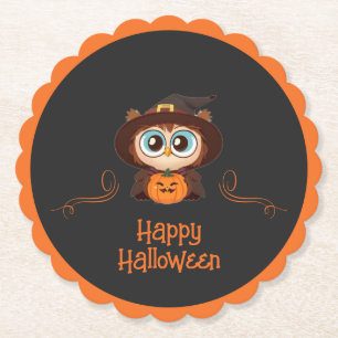 Uil/Herfst/Herfst/Halloween/pompoen Kartonnen Onderzetters