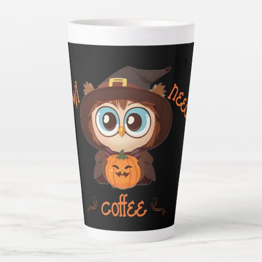 Uil/Herfst/Herfst/Halloween/pompoen Latte Mok (Voorkant)