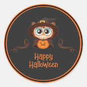 Uil/Herfst/Herfst/Halloween/pompoen Ronde Sticker (Voorkant)