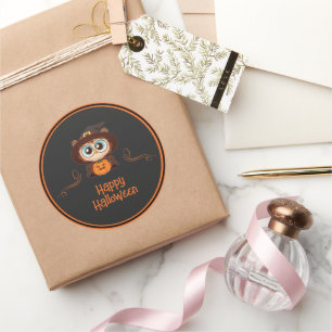 Uil/Herfst/Herfst/Halloween/pompoen Ronde Sticker