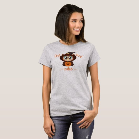 Uil/Herfst/Herfst/Halloween/pompoen T-shirt (Voorkant volledig)