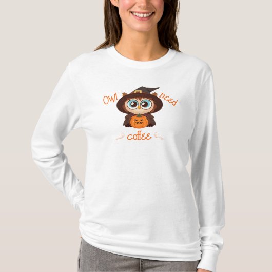 Uil/Herfst/Herfst/Halloween/pompoen T-shirt (Voorkant)