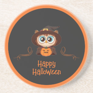 Uil/Herfst/Herfst/Halloween/pompoen Zandsteen Onderzetter