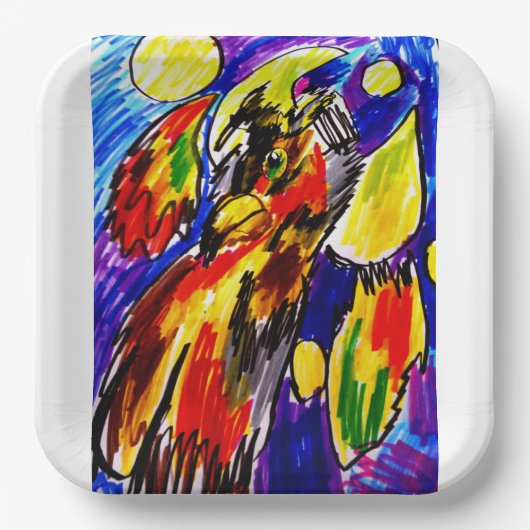 Uil herfst koel papieren bordje (Voorkant)