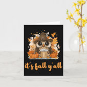 Uil Herfst Thanksgiving Het is Herfst Yáll Kaart (Gele Bloem)