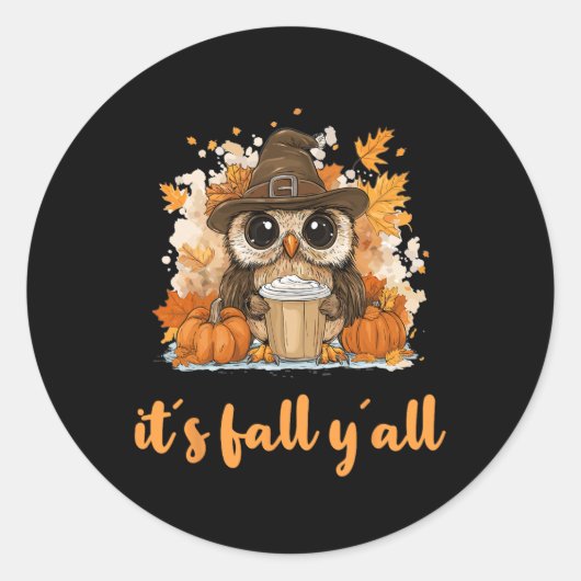 Uil Herfst Thanksgiving Het is Herfst Yáll Ronde Sticker (Voorkant)