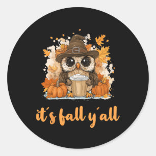 Uil Herfst Thanksgiving Het is Herfst Yáll Ronde Sticker