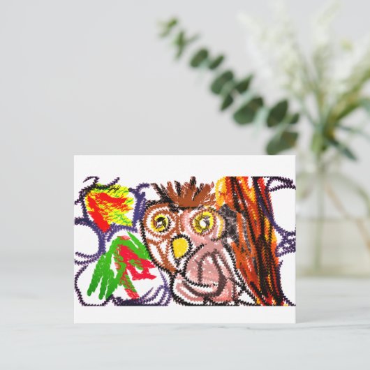 Uil herfstvreugde briefkaart (Staand voorkant)