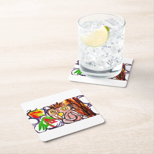 Uil herfstvreugde kartonnen onderzetters (Insitu)