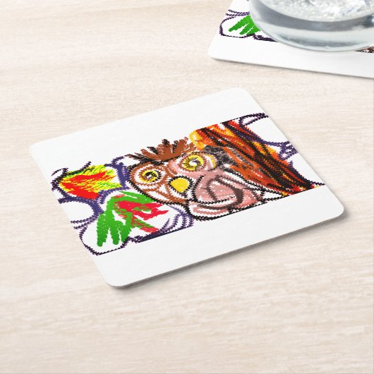 Uil herfstvreugde kartonnen onderzetters (Schuin)