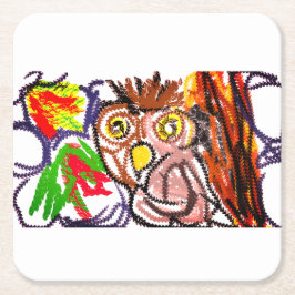 Uil herfstvreugde kartonnen onderzetters