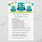 Uil hoe goed ken jij baby shower spel (Voorkant)