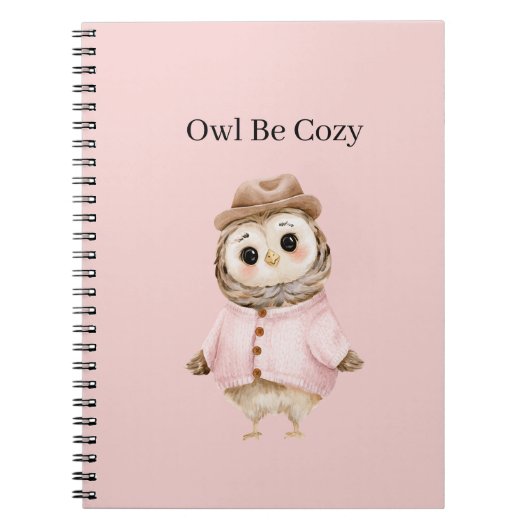 Uil Hoed Roze Trui Knus & Warm Notitieboek (Voorkant)
