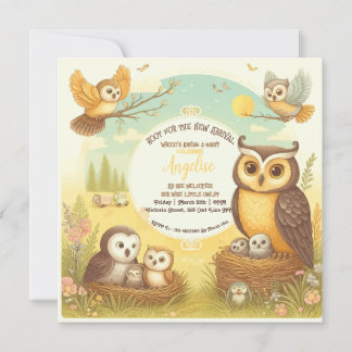 Uil Hoots Baby shower Invitation Kaart