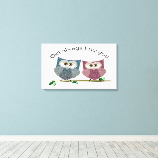 Uil houdt altijd van je, Schattigee Uilen Canvas P (Insitu (Houten vloer))